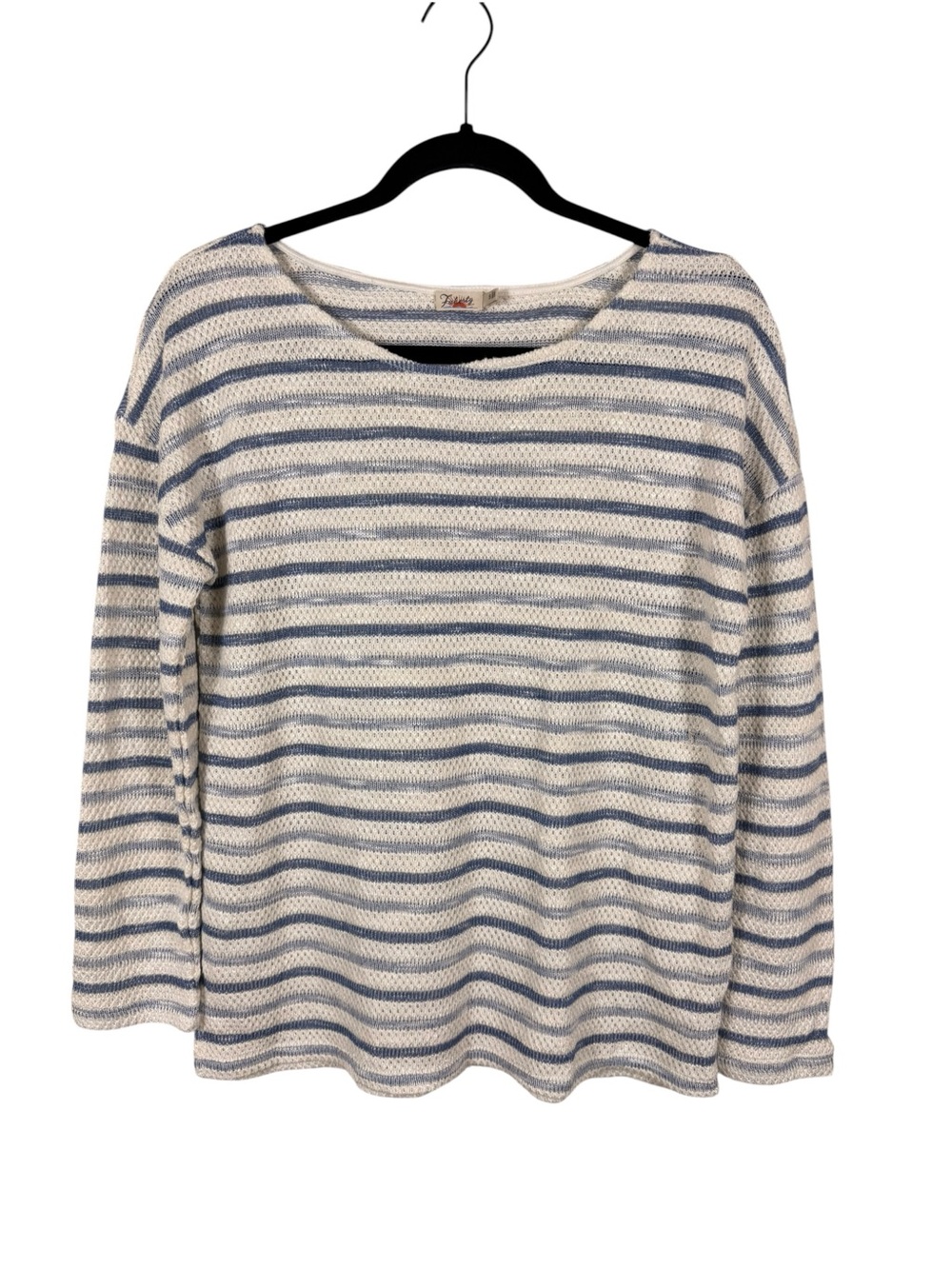 Faherty Sunwashed Blue White Striped Crewneck Sweater Coastal Lightweight Sz S